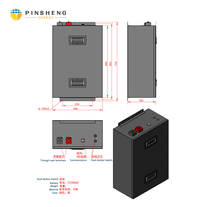 PINSHENG リチウム電池 48v 60v 72v 92v 100AH LiFePO4 電池 Eスクーター,Eバイク