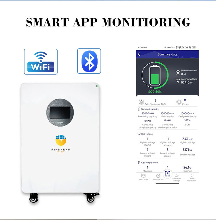 ピンシェング 信頼性の高い48V LiFePO4 バッテリー パック 10KWh & 15KWh 太陽光発電の貯蔵 200Ah, 280Ah, 300Ah オプション